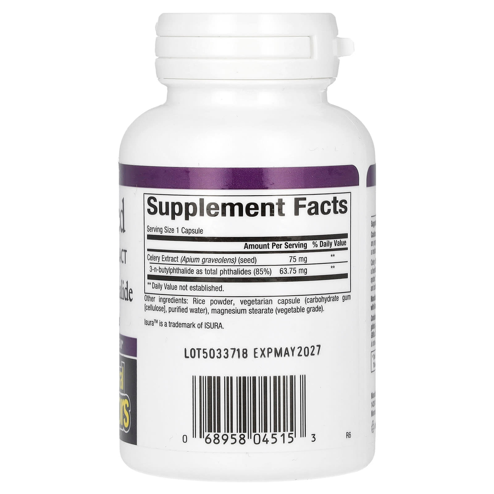 Natural Factors, стандартизированный экстракт семян сельдерея, 60 вегетарианских капсул