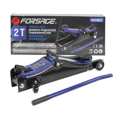 Домкрат подкатной гидравлический низкопрофильный 2т с резиновой накладкой (h min - 80мм, h max - 380мм)¶ Forsage F-TA820037