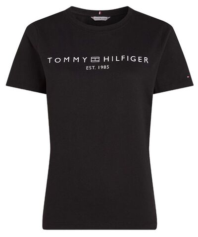 Женская теннисная футболка Tommy Hilfiger Regular Corp Logo C-NK SS - Black