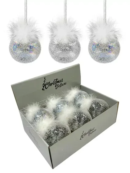 Набор стеклянных шаров Ледяной дождь 100 мм., 6 шт., прозрачный, Christmas DeLuxe (14032)