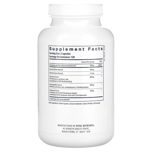 Vital Nutrients, добавка для поддержки надпочечников, 240 капсул