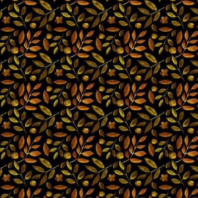 акварельные золотые листья на черном