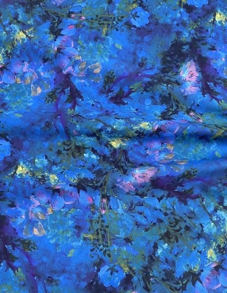 СИНЯЯ АКВАРЕЛЬ, 100% хлопок Handmade Fabrics 1