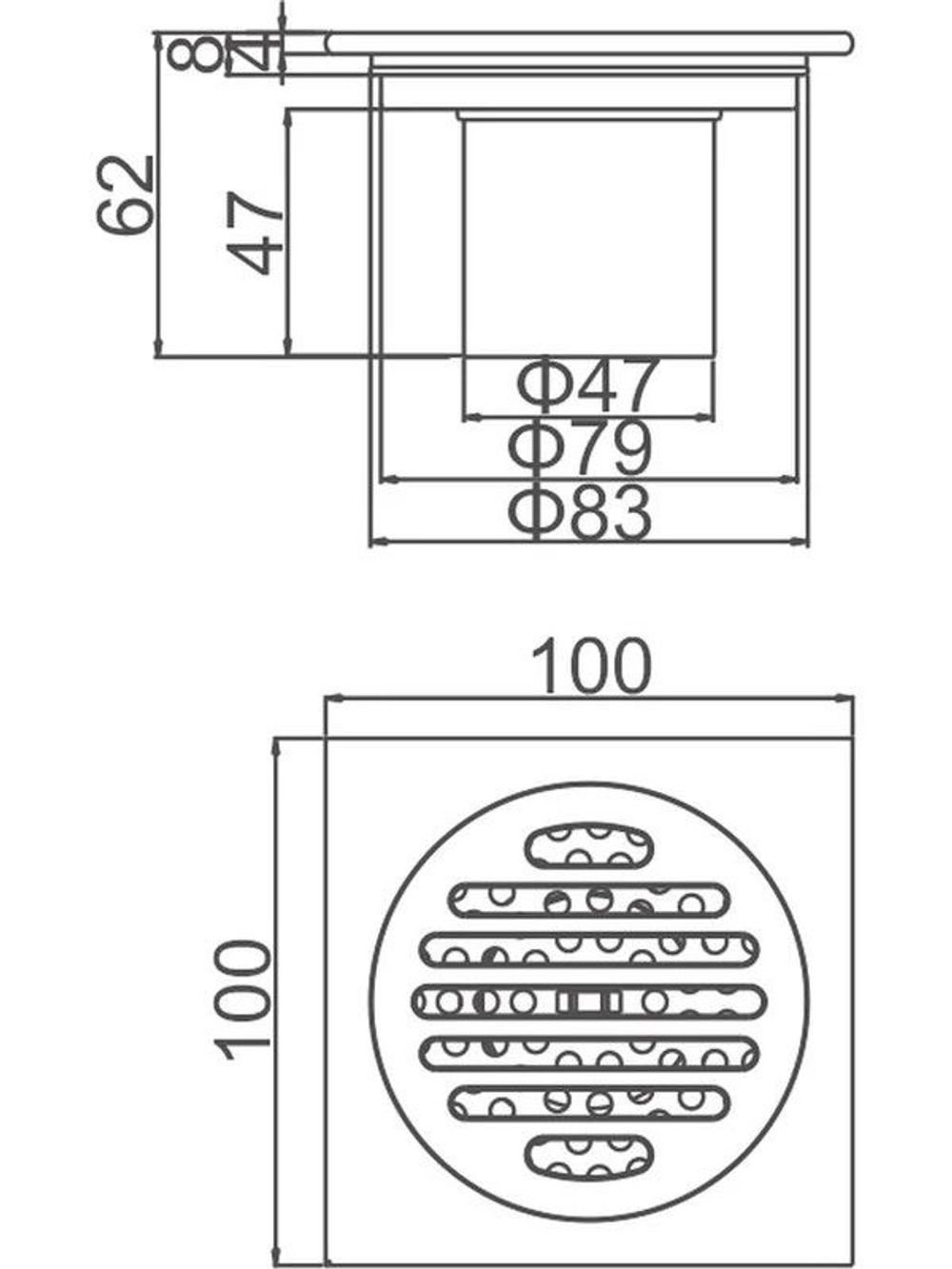 Душевой трап с вертикальным выходом 10*10 GERHANS 81510B-10 К