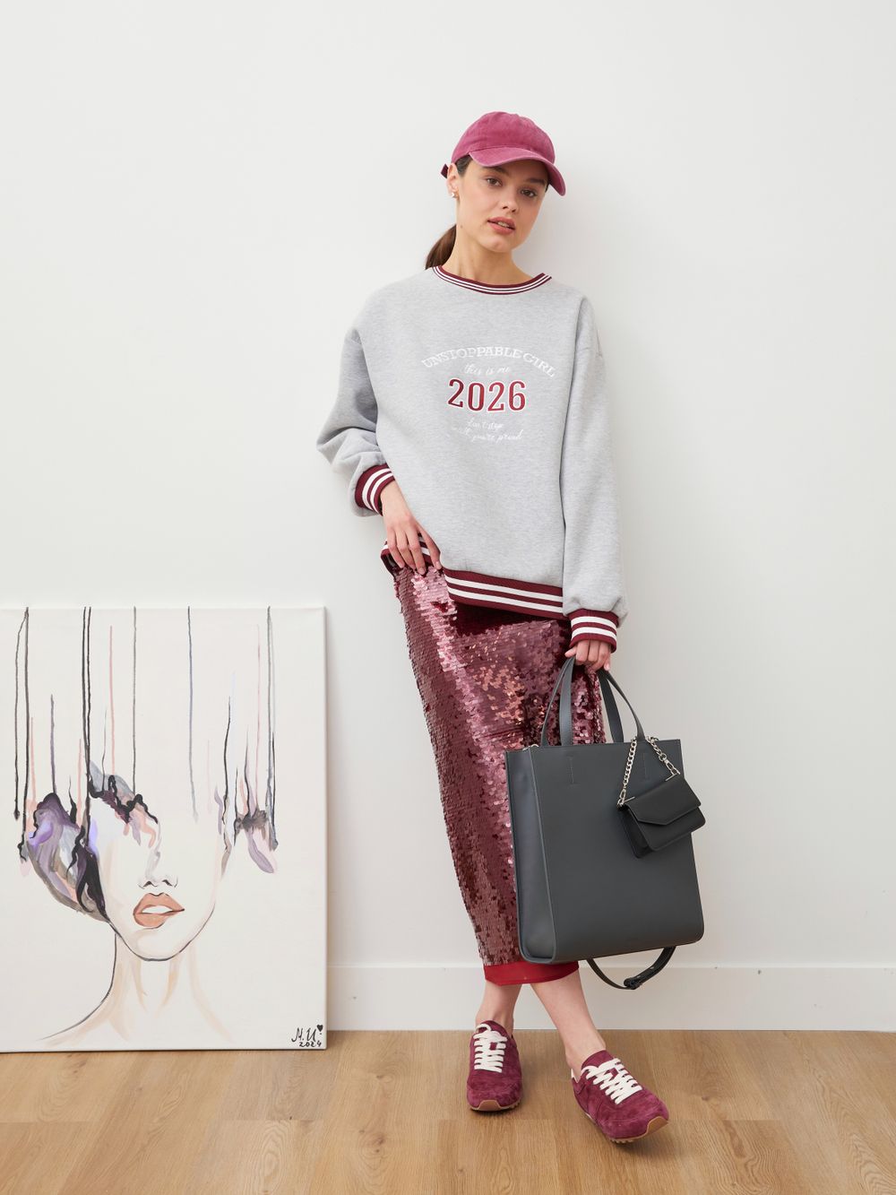 СВИТШОТ «UNSTOPPABLE GIRL» СЕРЫЙ МЕЛАНЖ