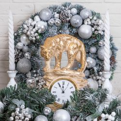 Часы Тигр Айвори Мраморное Золото