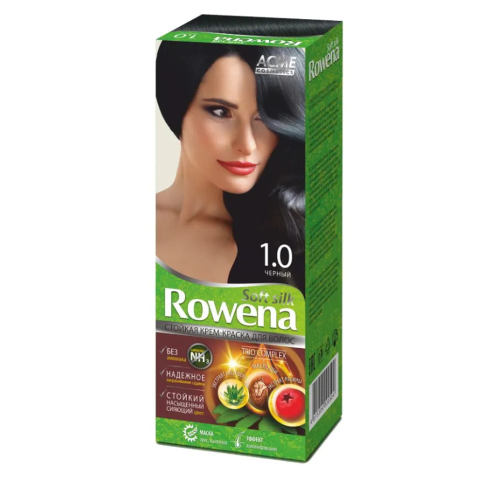 Acme-Color «ROWENA SOFT SILK» Стойкая Крем-Краска для волос, тон 1.0 без аммиака (Черный) 115 мл