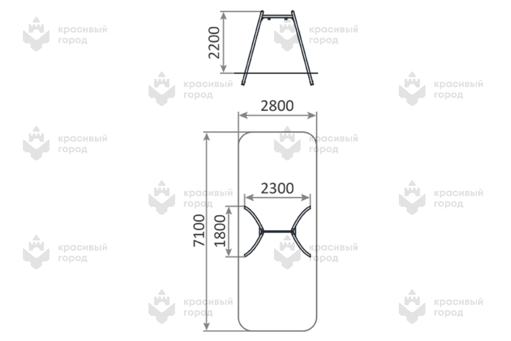 Качели металлические тип-1 с местом для 1 подвеса