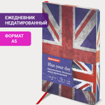 Ежедневник недатированный А5 (138х213 мм) BRAUBERG VISTA под кожу гибкий 136 л. "Great Britain" (2 штуки в упаковке)
