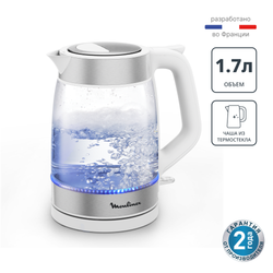 Стеклянный чайник Moulinex Электрический чайник, Мерная шкала, 1,7 л, BY6R5130
