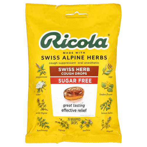 Ricola, леденцы от Swiss Herb от кашля, без сахара, 19 шт.
