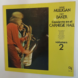 Винтажная виниловая пластинка LP Gerry Mulligan Chet Baker Carnegie Hall Concert Volume 2 (Argentina 1975)