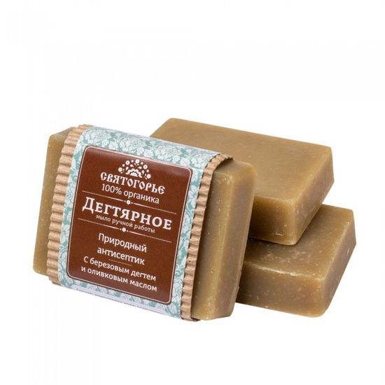 Мыло ручной работы "Дегтярное", СВЯТОГОРЬЕ. 65 г