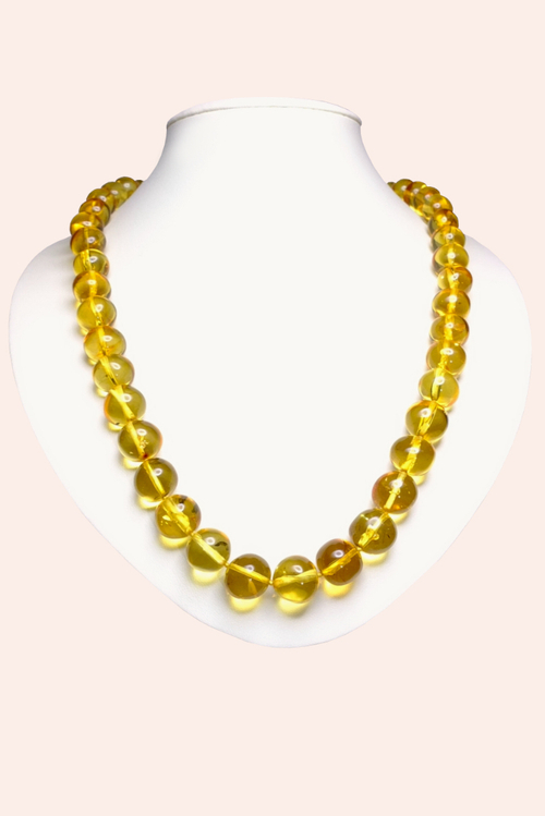 Бусы из лимонного янтаря форма мятый шар