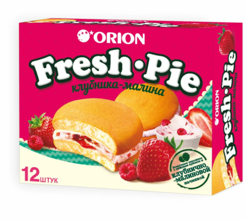 Пирожное бисквитное Orion с клубнично-малиновой начинкой "Fresh Pie" ("Фреш Пай"), 300 г