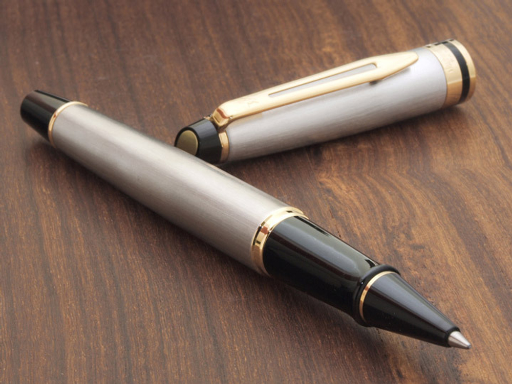 Ручка-роллер Waterman Expert 3, цвет: Stainless Steel GT, стержень: Fblk