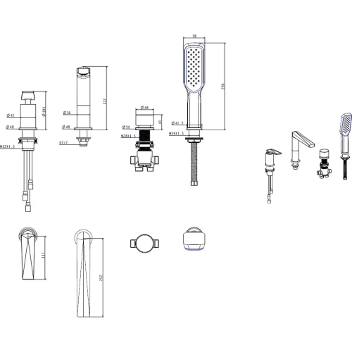 Смеситель на борт ванны Boheme Venturo 380-B
