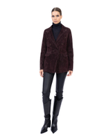 Женский бордовый кожаный жакет