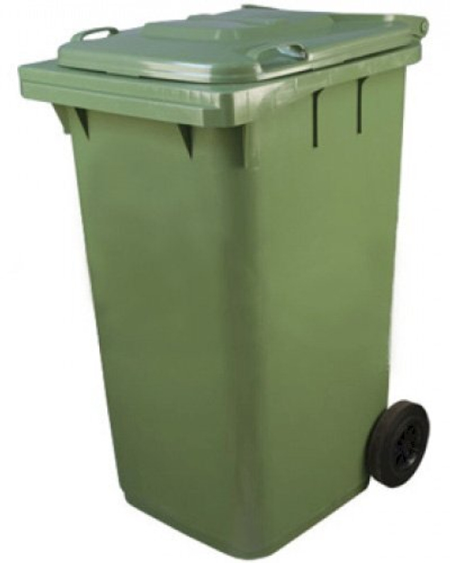 Контейнер для мусора на колесах, 240 литров, пластик, зеленый