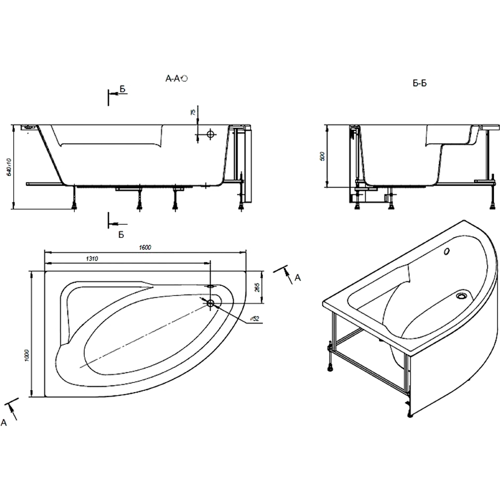Акриловая ванна Roca Welna (Рока Велна) 160x100 R, 248643000