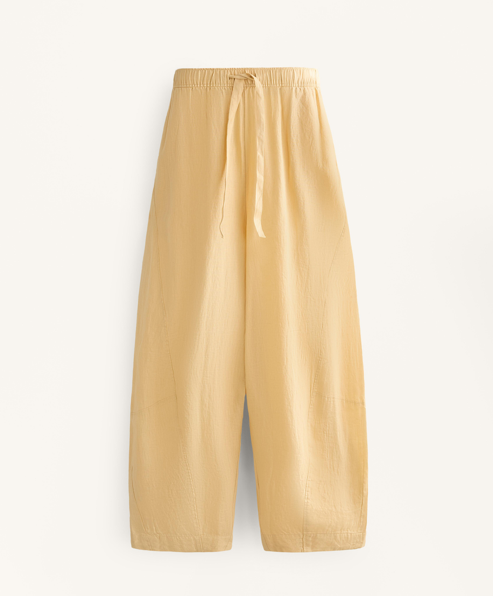 OYSHO Брюки-баллоны из 100% льна, бледно-желтый