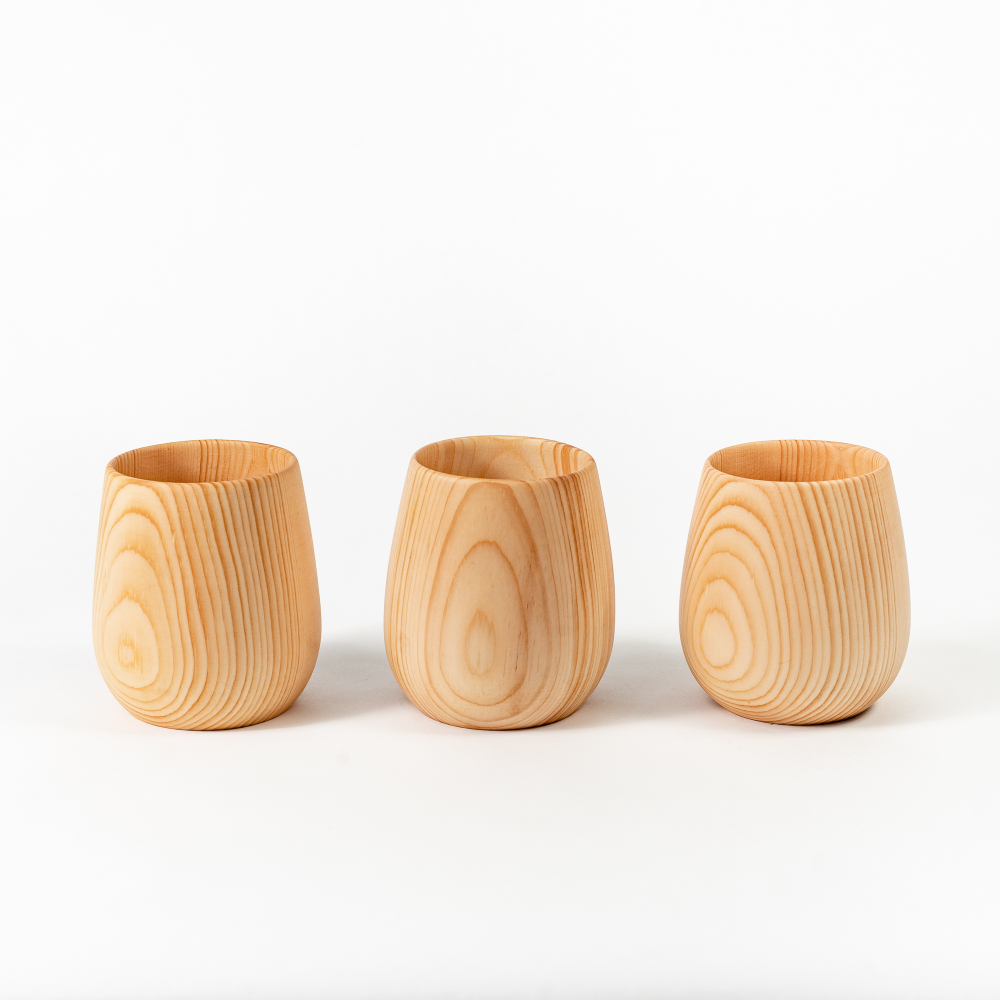 Набор деревянных стаканов из древесины кедра для напитков 3 шт. NC36