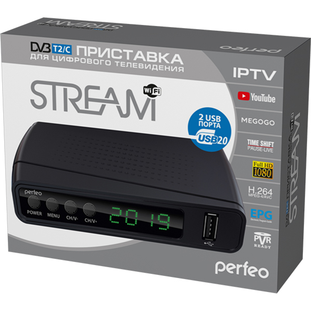 Цифровая тв приставка PERFEO STREAM DVB-T2 + SMART купить
