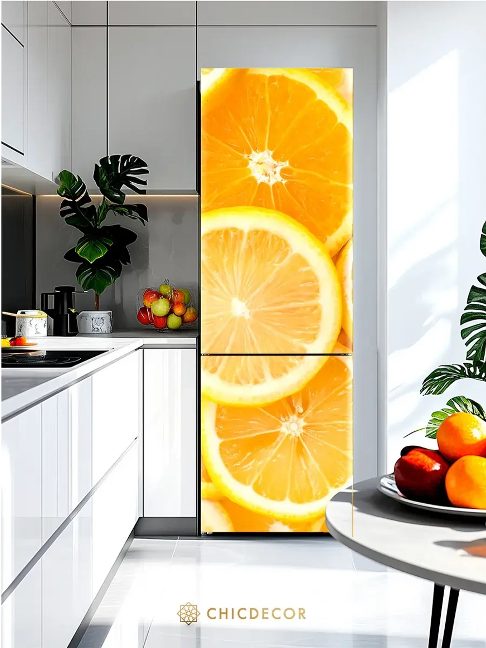 Наклейка интерьерная на холодильник Апельсин оранжевый