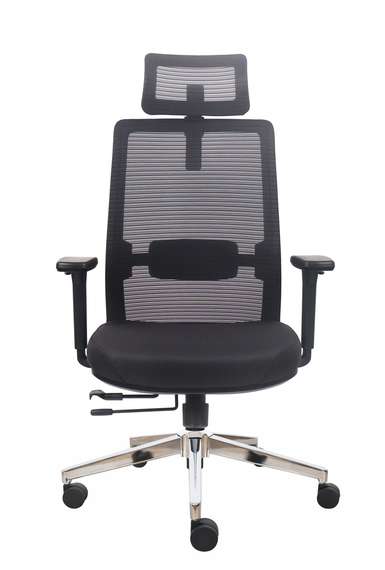 Кресло офисное Норден / Райт блэк / Right black / черная сетка / черная ткань /хром база