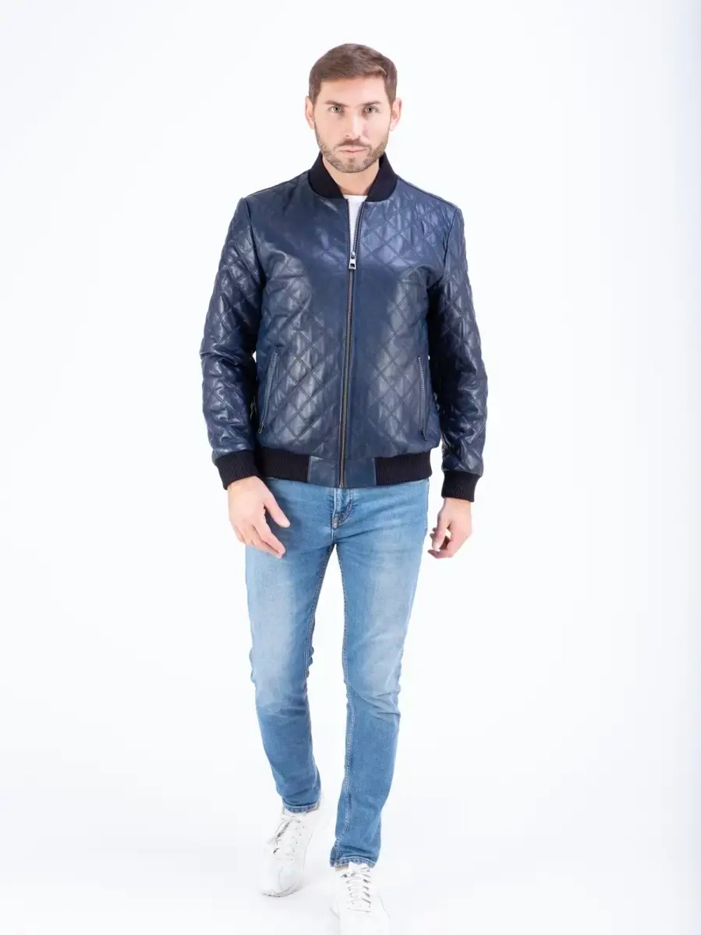 Куртка мужская кожаная бомбер натуральный Турция