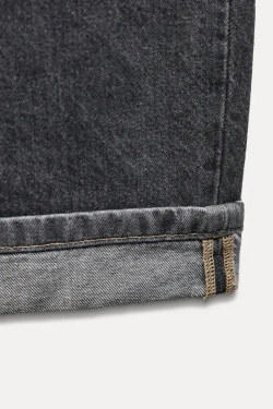 ZARA ДЖИНСЫ TRF RELAXED С НИЗКОЙ ПОСАДКОЙ И ОТВОРОТАМИ, СЕРЫЙ