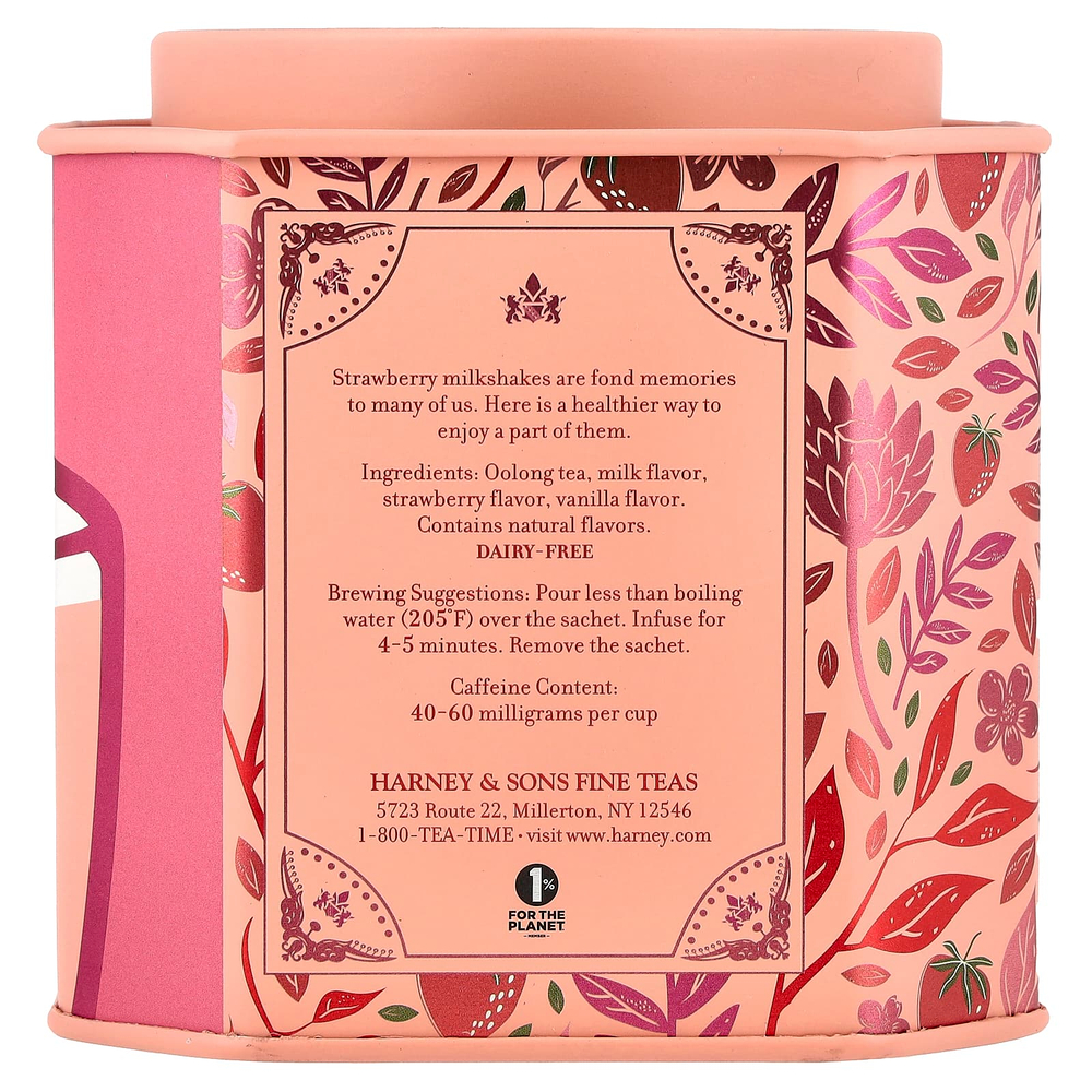 Harney & Sons, улун, клубничный молочный коктейль, 30 пакетиков, 75 г (2,67 унции)