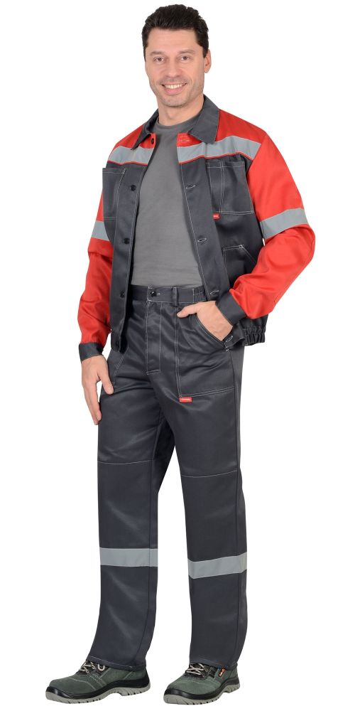 Костюм &quot;ЛЕГИОНЕР&quot;: лето куртка, брюки т.серый с красным и СОП 50 мм.