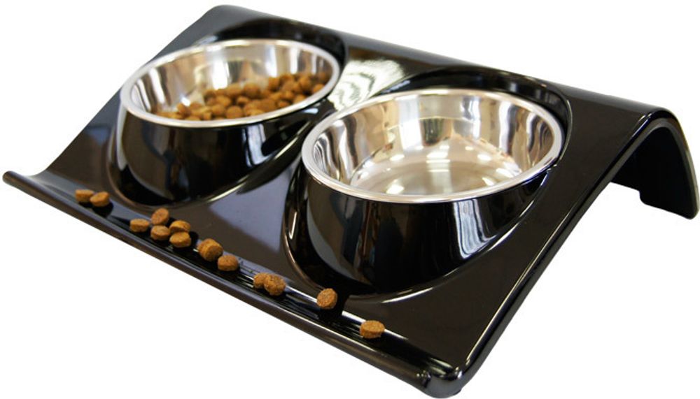 Миска двойная на меламиновой подставке Z формы 2х160 мл черная, SuperDesign