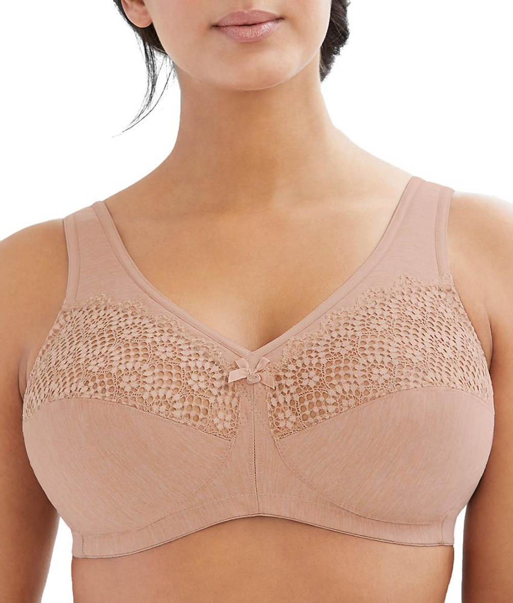 Комфортный поддерживающий бюстгальтер с кружевными вставками (Размер: 95G) (Цвет: серый)