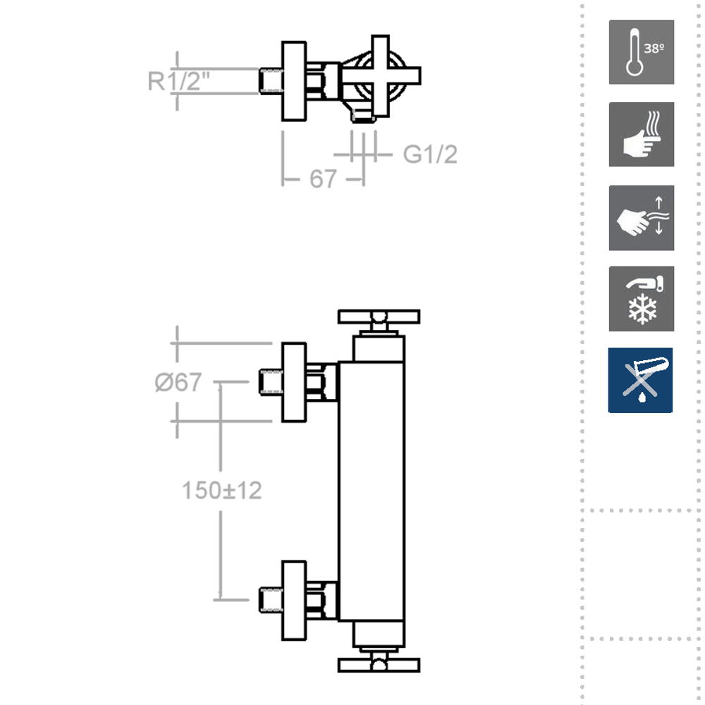 Смеситель термостатический для душа RS CROSS 623402S