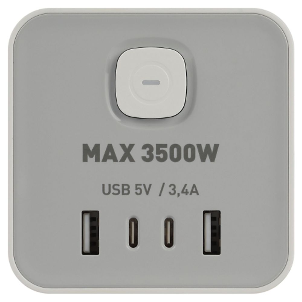 Сетевой фильтр ЭРА TWR-8es-1,5m-4USB-W башня с защитой заземлением с выключателем 8 розеток+4xUSBA+C 1,5м 16А белый