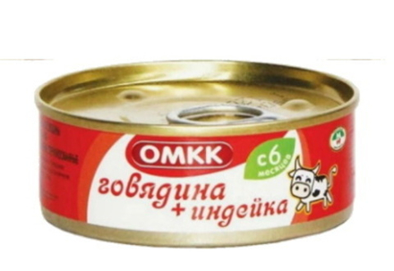 Консервы мясные "Говядина+Индейка" для детского питания 100г. Оршанский МК
