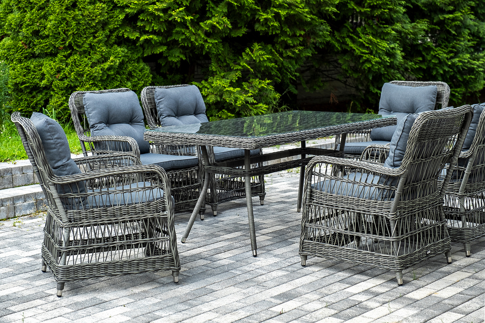 "Цесена" обеденная группа плетеная из искусственного ротанга, цвет графит