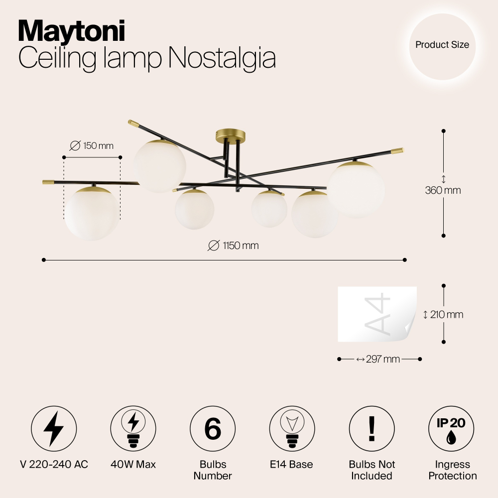 Потолочная люстра Maytoni MOD048CL-06G