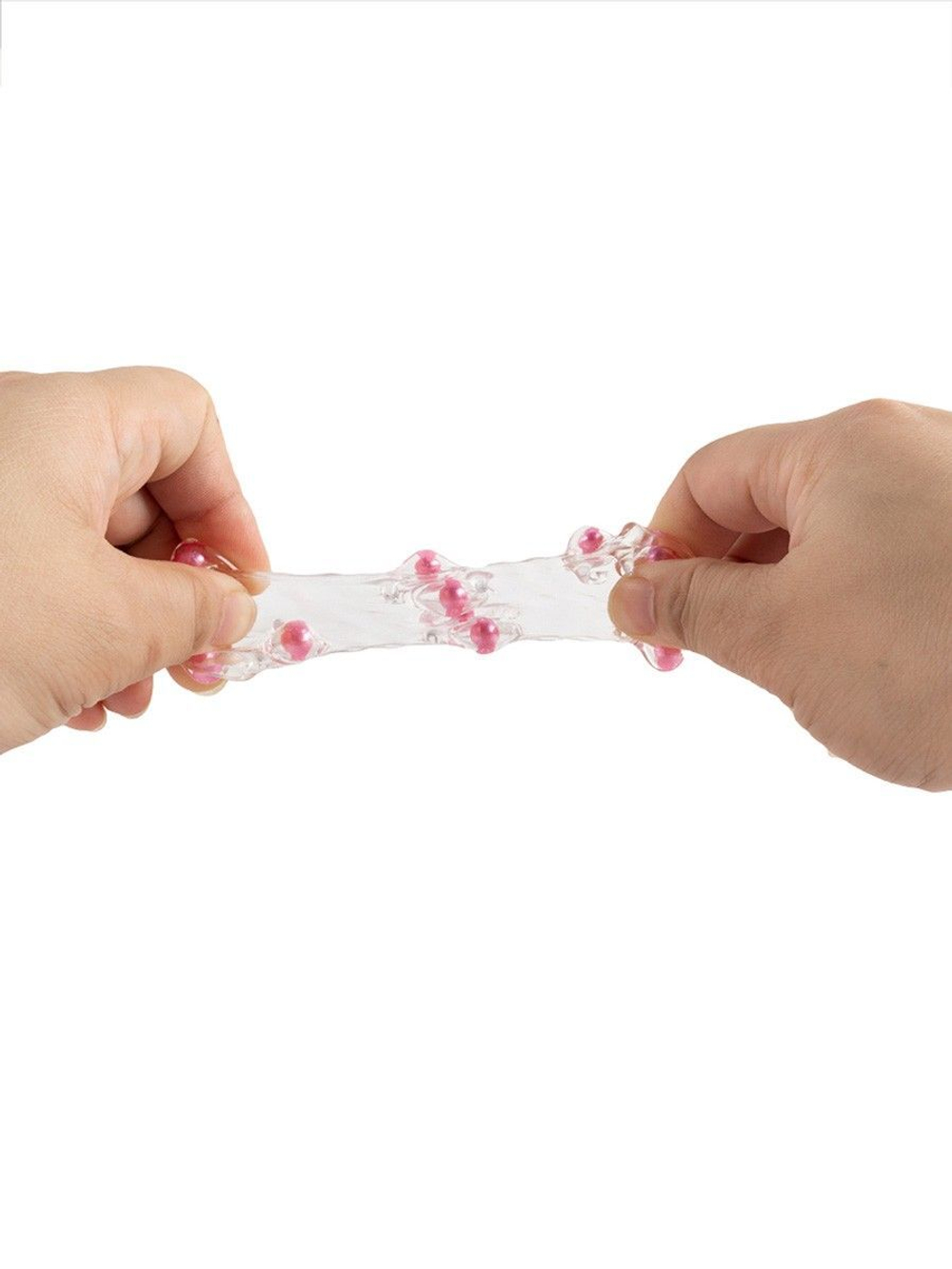 Прозрачная сквозная насадка на пенис с цветными шариками (Цвет: прозрачный)