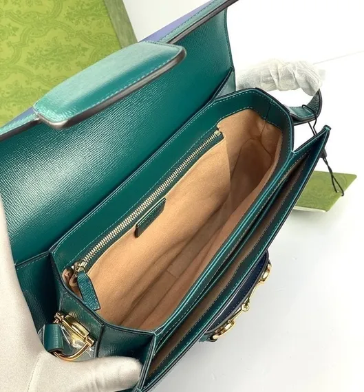 Маленькая сумка на плечо Gucci Horsebit 1955 бирюзовый/синий