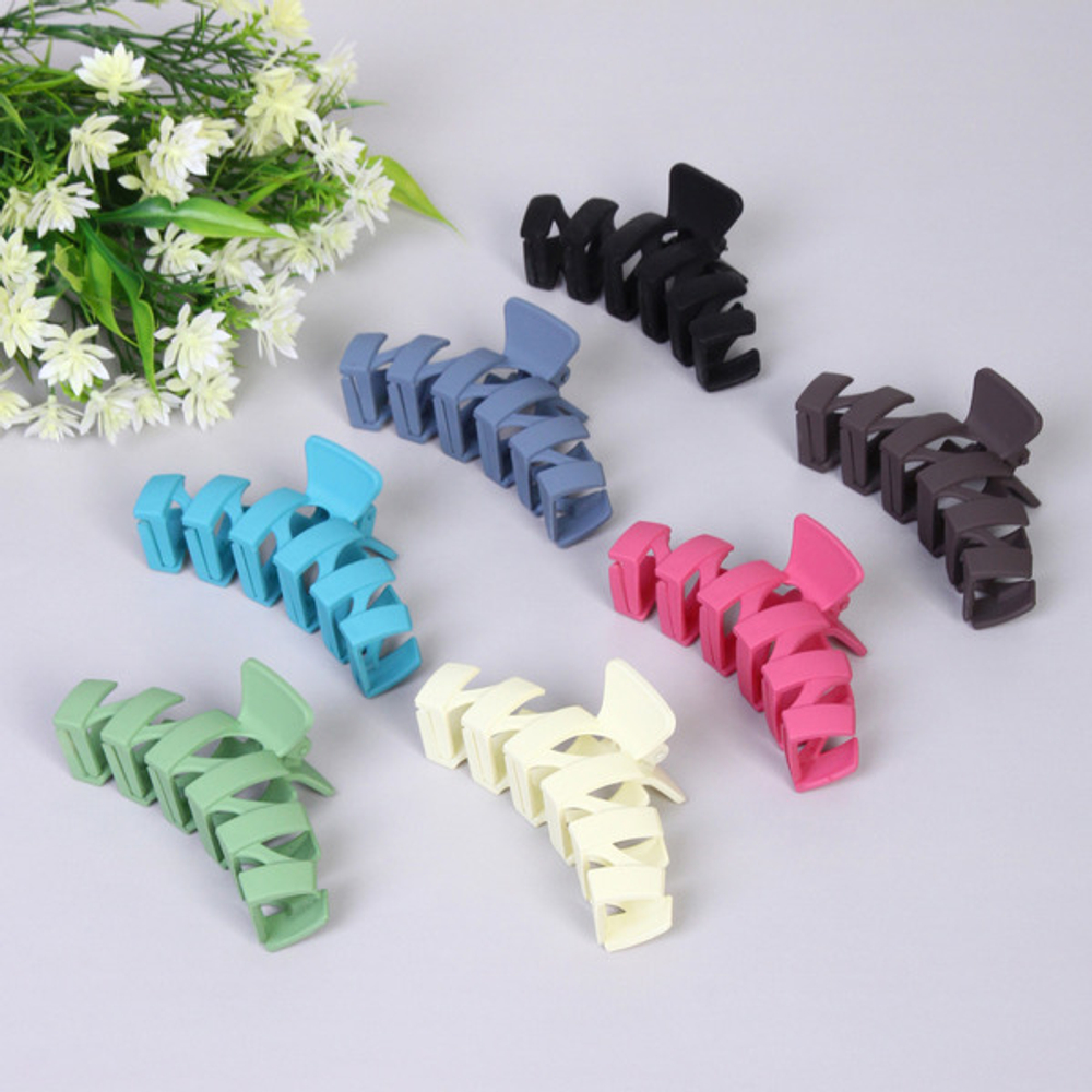 Заколка - краб для волос на блистере «TIARA», шесть цветов в ассортименте, 11см