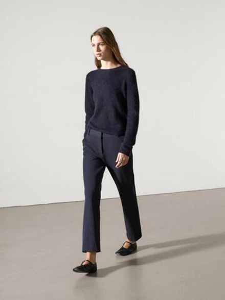 Massimo Dutti Брюки прямого кроя из высокотехнологичной ткани, темно-синий
