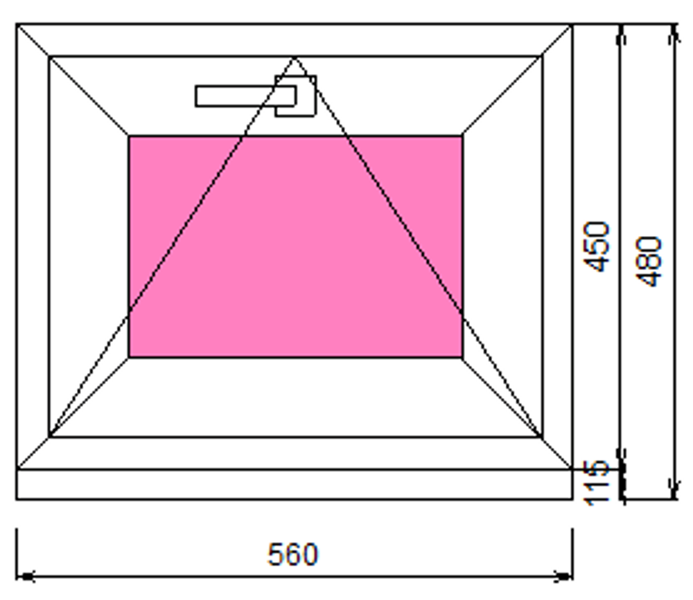 Пластиковое окно 450 х 560 фрамуга (форточка) ТермА Эко