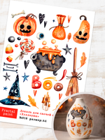 Трансфер переводной - декаль для свечей и гипса хэллоуин 010