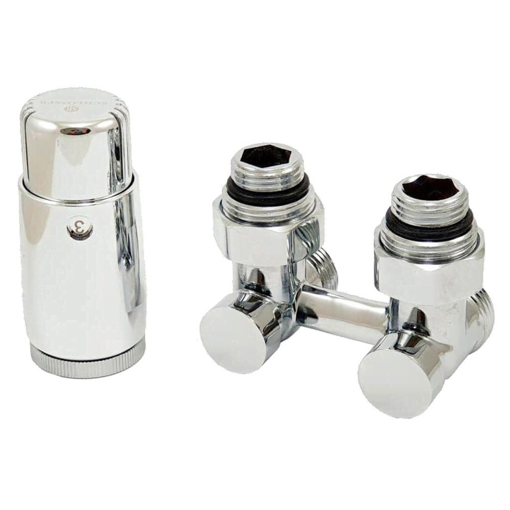 Комплект узла нижнего подкл SCHLOSSER угловой STANDARD 3/4" (хром) с термоголовкой М30х1,5, ниппеля 1/2"Х3/4"