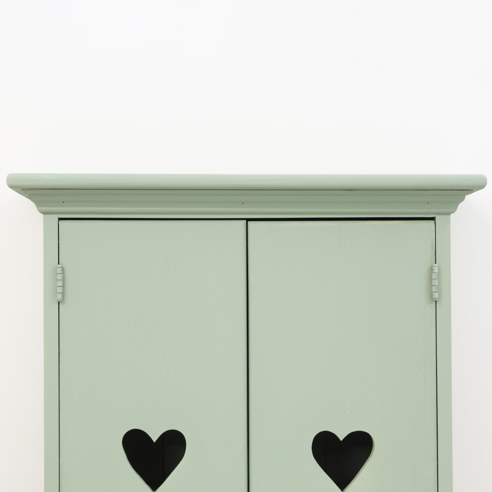 Шкаф навесной Прованс 2 двери 3 ящика для ванной и кухни из массива сосны, эвкалиптовый