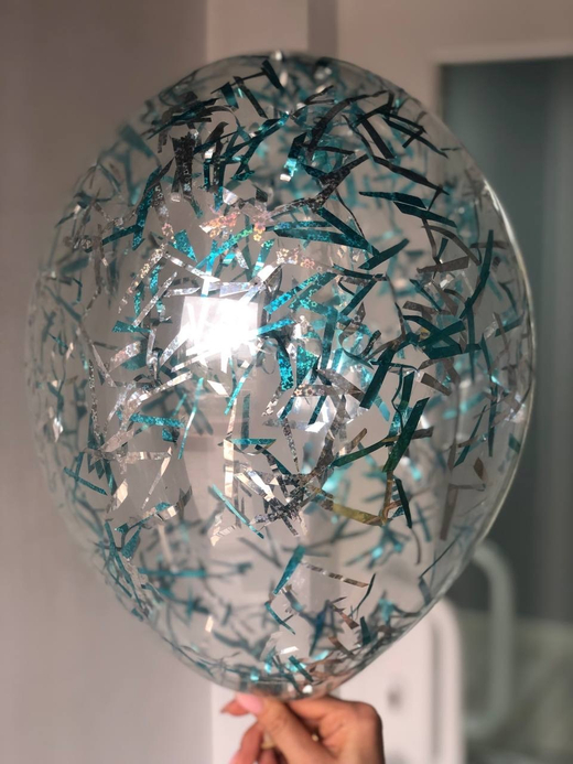 Воздушный шар с наполнением конфетти полоски Тиффани ПАЛИТРА №4159