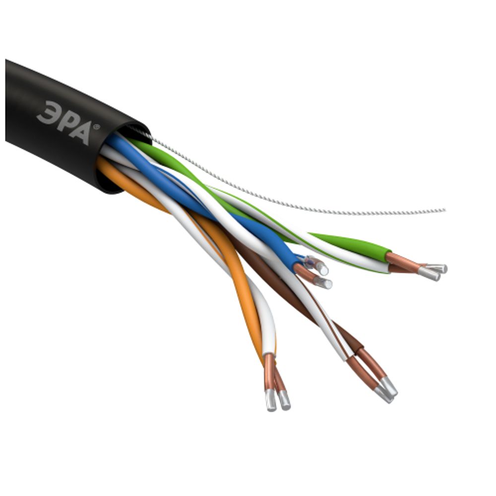 Кабель витая пара ЭРА SIMPLE U/UTP 4x2x24AWG Cat5e CCA PE OUTDOOR 305м | LAN-кабель витая пара без экрана U/UTP-CCA